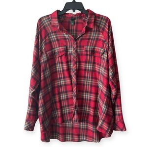Wild Fable Red Plaid Button-Down Shirt